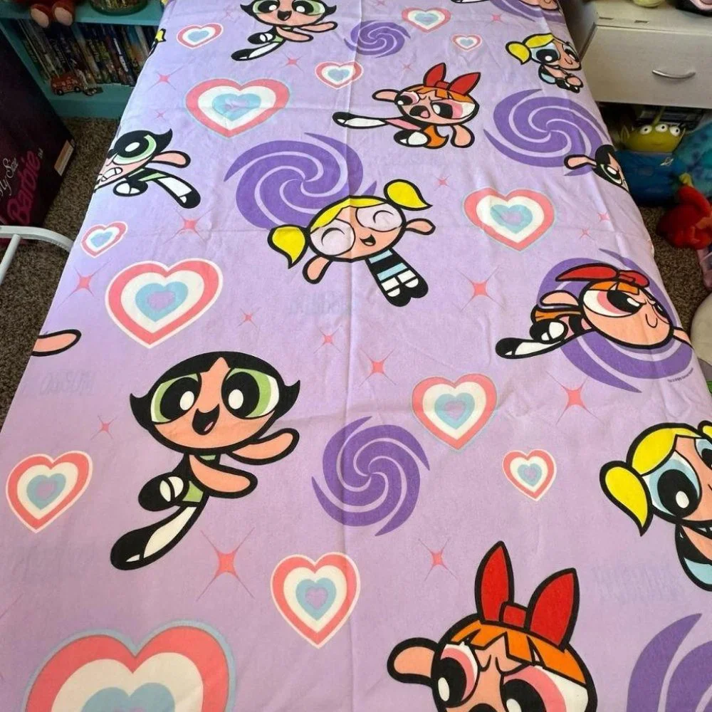 FULL SIZE POWERPUFF GIRLS FLAT‎ SHEET AND PILLOW CASE